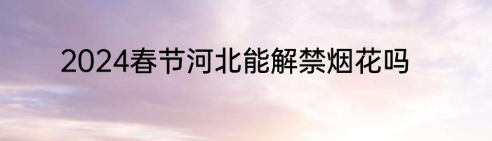 2024春节河北能解禁烟花吗