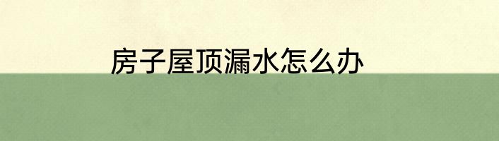 房子屋顶漏水怎么办