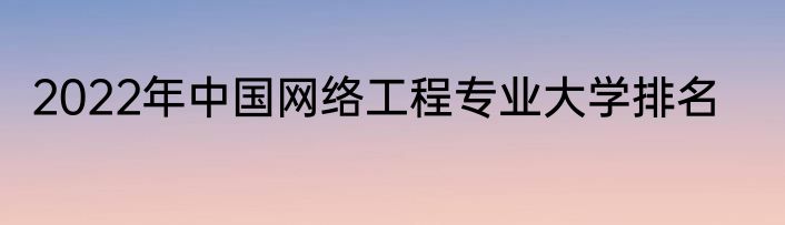 2022年中国网络工程专业大学排名
