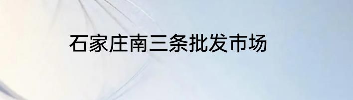 石家庄南三条批发市场