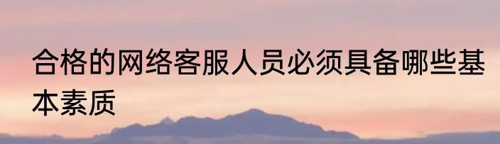 合格的网络客服人员必须具备哪些基本素质