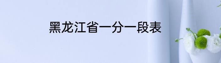 黑龙江省一分一段表