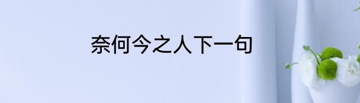 奈何今之人下一句