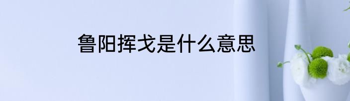 鲁阳挥戈是什么意思