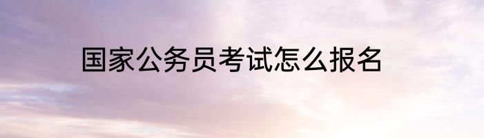 国家公务员考试怎么报名