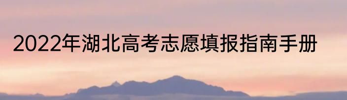 2022年湖北高考志愿填报指南手册