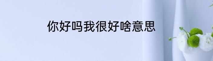 你好吗我很好啥意思