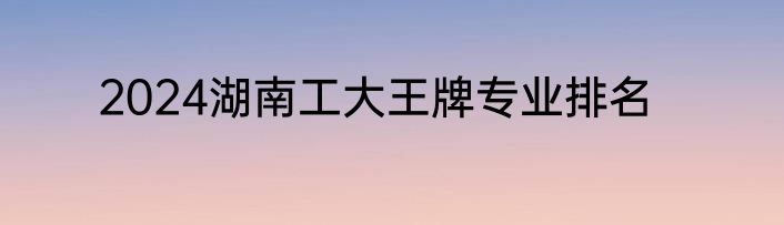 2024湖南工大王牌专业排名