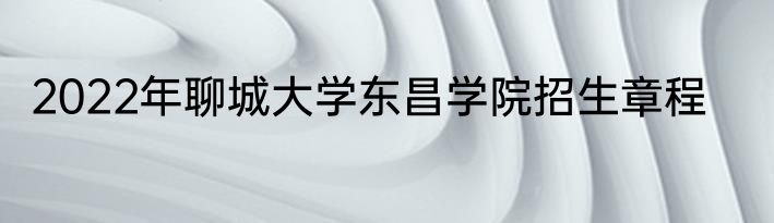 2022年聊城大学东昌学院招生章程