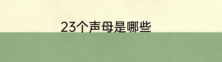 23个声母是哪些