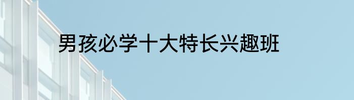 男孩必学十大特长兴趣班