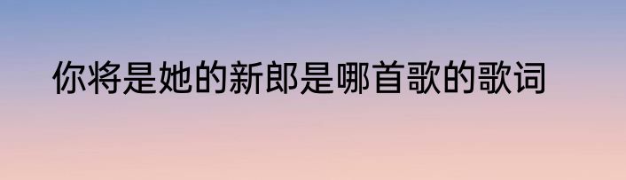 你将是她的新郎是哪首歌的歌词