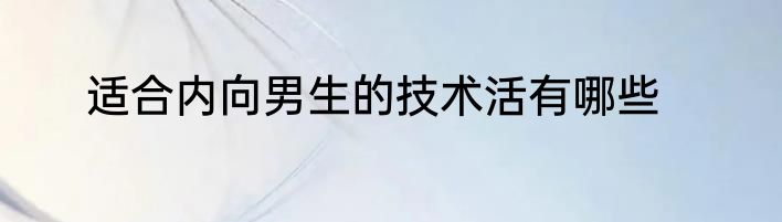 适合内向男生的技术活有哪些