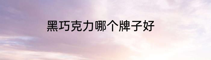 黑巧克力哪个牌子好