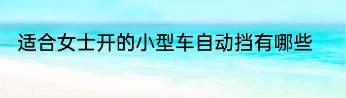 适合女士开的小型车自动挡有哪些