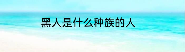 黑人是什么种族的人