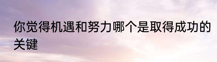 你觉得机遇和努力哪个是取得成功的关键