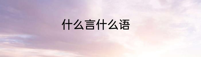 什么言什么语