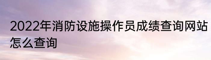 2022年消防设施操作员成绩查询网站怎么查询