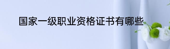 国家一级职业资格证书有哪些
