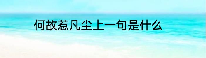 何故惹凡尘上一句是什么