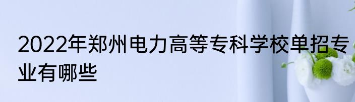 2022年郑州电力高等专科学校单招专业有哪些