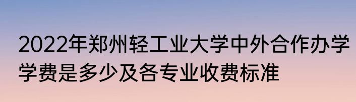 2022年郑州轻工业大学中外合作办学学费是多少及各专业收费标准