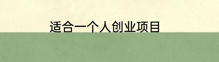 适合一个人创业项目