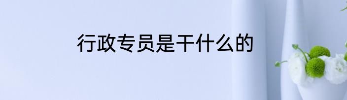 行政专员是干什么的