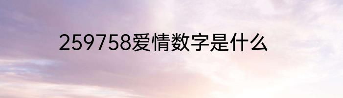 259758爱情数字是什么