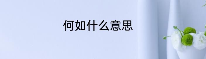何如什么意思