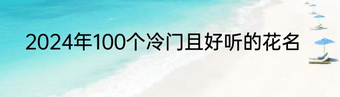 2024年100个冷门且好听的花名