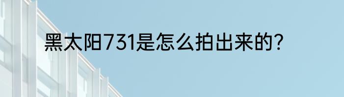 黑太阳731是怎么拍出来的?