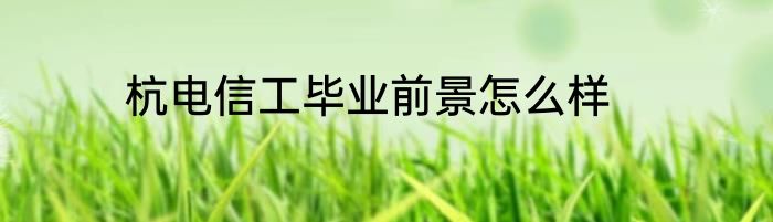 杭电信工毕业前景怎么样