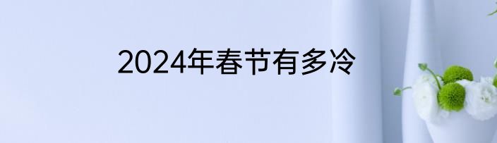 2024年春节有多冷