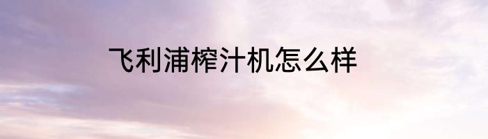飞利浦榨汁机怎么样