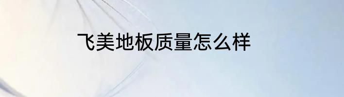 飞美地板质量怎么样