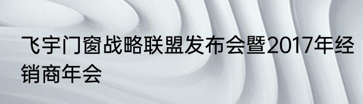 飞宇门窗战略联盟发布会暨2017年经销商年会