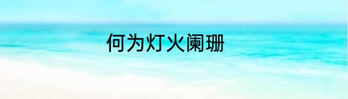何为灯火阑珊