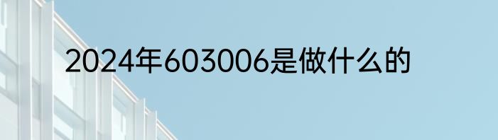 2024年603006是做什么的