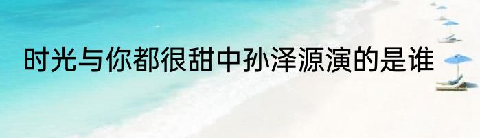 时光与你都很甜中孙泽源演的是谁