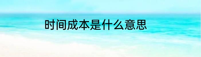时间成本是什么意思