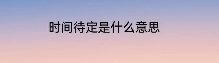 时间待定是什么意思
