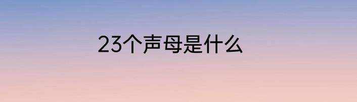 23个声母是什么