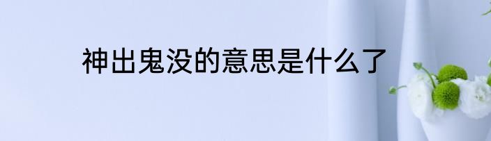 神出鬼没的意思是什么了
