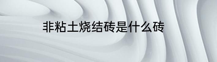 非粘土烧结砖是什么砖
