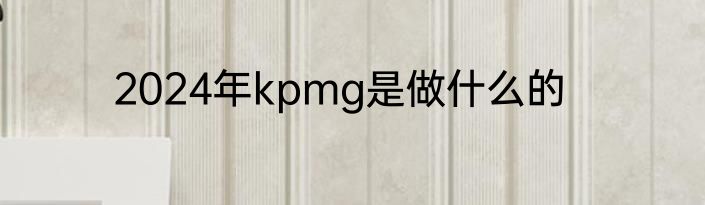 2024年kpmg是做什么的