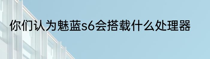 你们认为魅蓝s6会搭载什么处理器