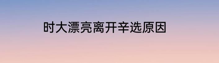 时大漂亮离开辛选原因