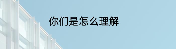 你们是怎么理解
